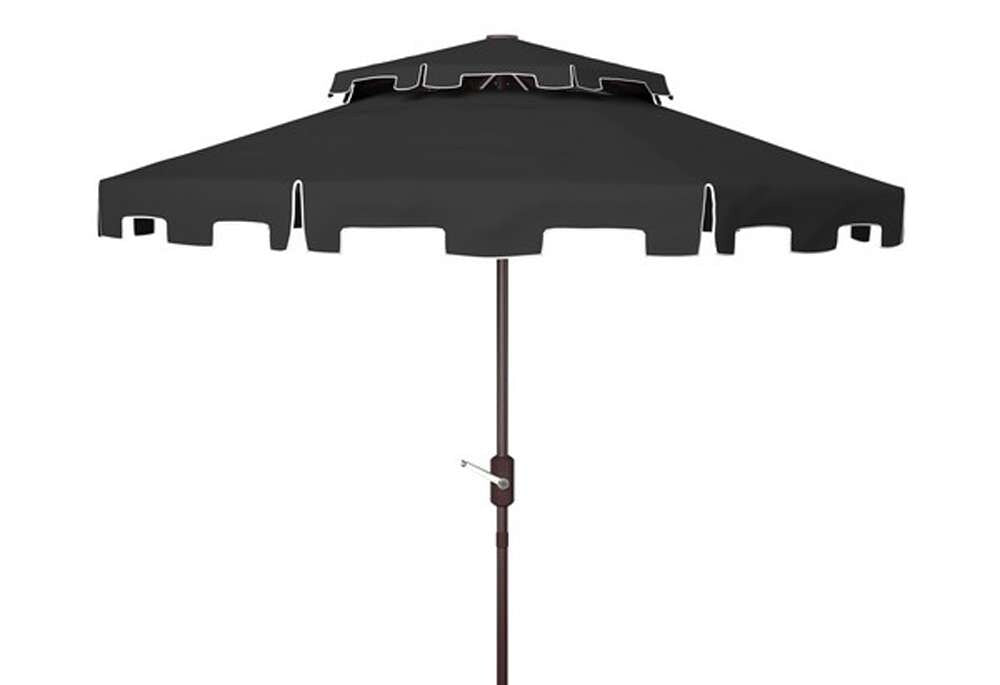 Safavieh - Zimmerman 9Ft Double Top Umbrella - Black - White - PAT8200H veiw 1