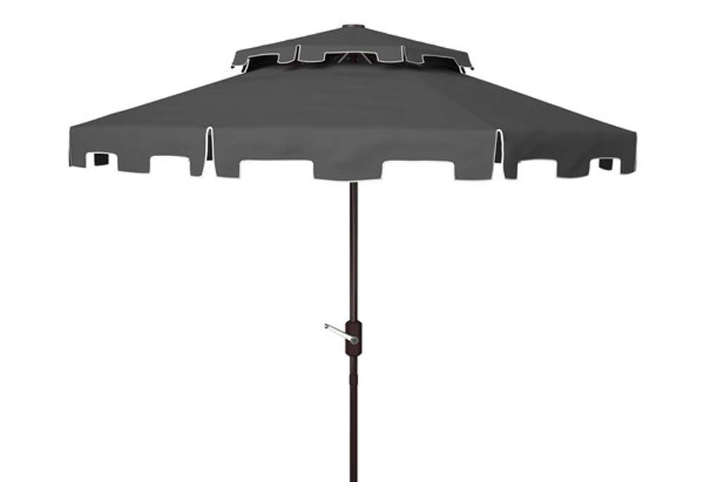 Safavieh - Zimmerman 9Ft Double Top Umbrella - Grey - White - PAT8200E veiw 1