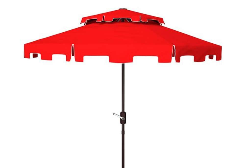 Safavieh - Zimmerman 9Ft Double Top Umbrella - Red - White - PAT8200J veiw 1