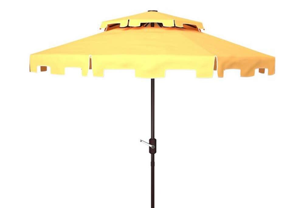 Safavieh - Zimmerman 9Ft Double Top Umbrella - Yellow - White - PAT8200F veiw 1
