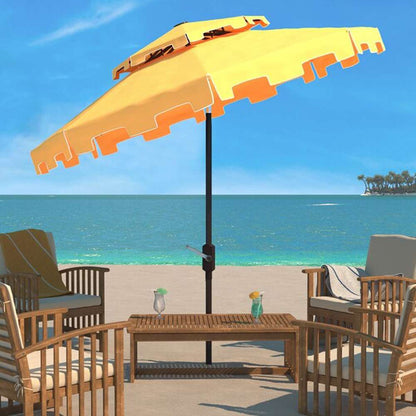 Safavieh - Zimmerman 9Ft Double Top Umbrella - Yellow - White - PAT8200F veiw 2