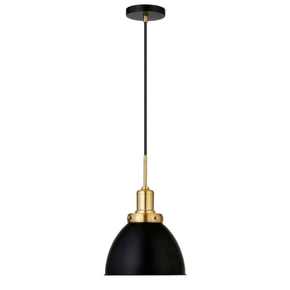 Hudson & Canal - Madison 12in Wide Pendant with Metal Shade in Black/Brass/Black - PD0736 veiw 1