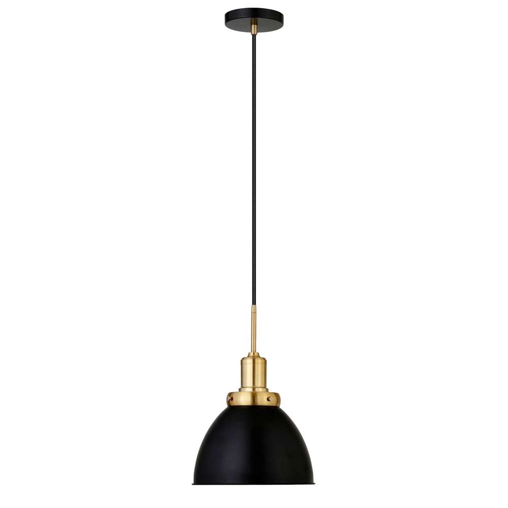 Hudson & Canal - Madison 12in Wide Pendant with Metal Shade in Black/Brass/Black - PD0736 veiw 4