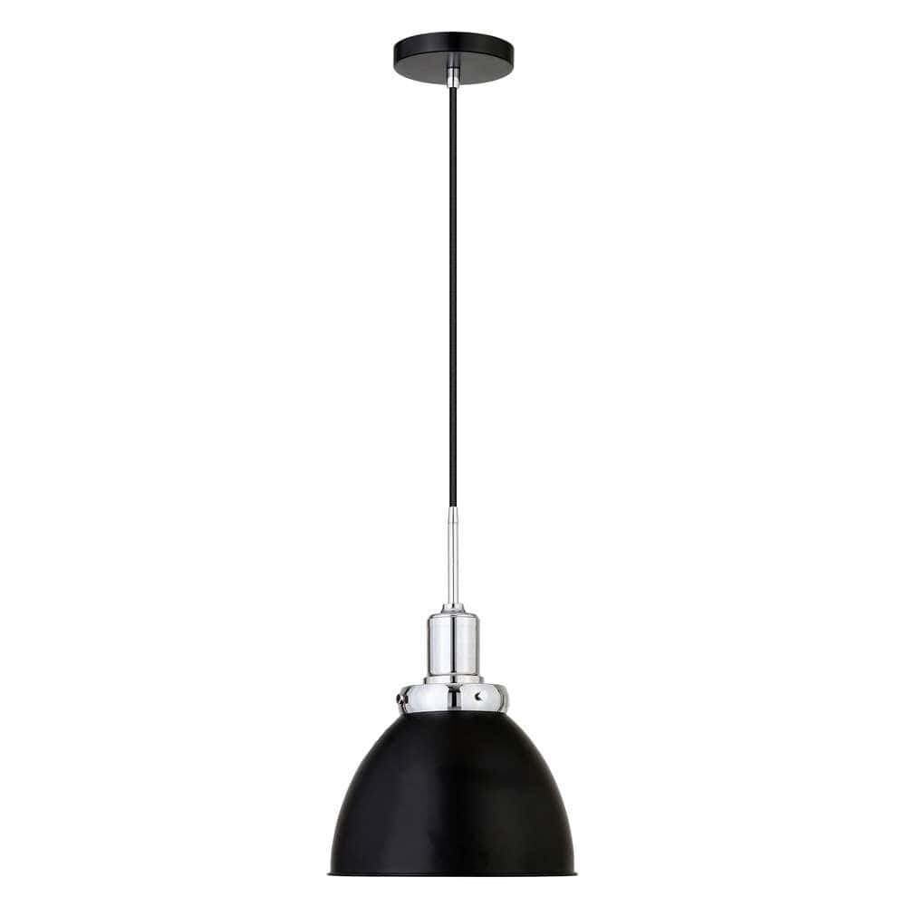 Hudson & Canal - Madison 12in Wide Pendant with Metal Shade in Blackened Bronze/Polished Nickel/Blackened Bronze - PD0740 veiw 1