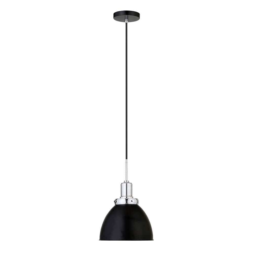Hudson & Canal - Madison 12in Wide Pendant with Metal Shade in Blackened Bronze/Polished Nickel/Blackened Bronze - PD0740 veiw 4