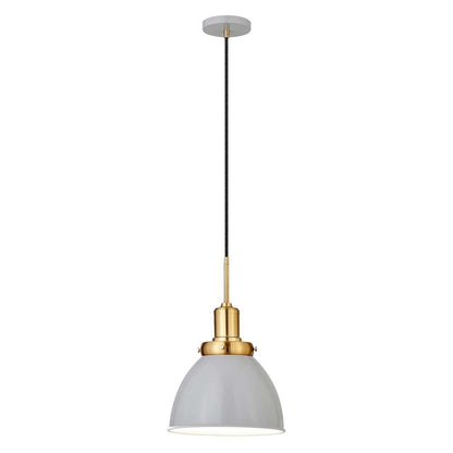 Hudson & Canal - Madison 12in Wide Pendant with Metal Shade in Matte Gray/Brass/Matte Gray - PD0741 veiw 3