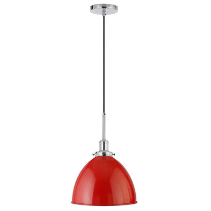 Hudson & Canal - Madison 12in Wide Pendant with Metal Shade in Poppy Red/Polished Nickel/Poppy Red - PD1447 veiw 3