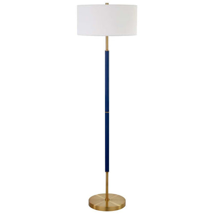 Hudson & Canal - Simone 2-Light Floor Lamp with Fabric Shade in Blue/Brass/White - FL0530 veiw 1
