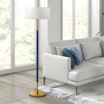 Hudson & Canal - Simone 2-Light Floor Lamp with Fabric Shade in Blue/Brass/White - FL0530 veiw 2