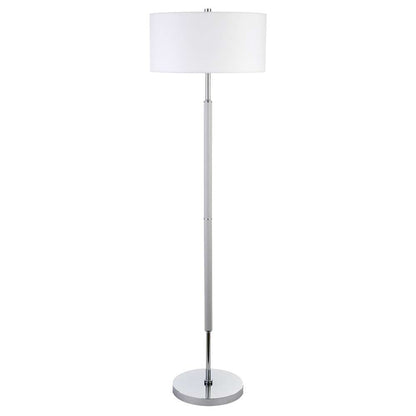 Hudson & Canal - Simone 2-Light Floor Lamp with Fabric Shade in Cool Gray/Polished Nickel/White - FL0527 veiw 1