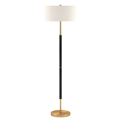 Hudson & Canal - Simone 2-Light Floor Lamp with Fabric Shade in Matte Black/Brass/White - FL0159 veiw 1