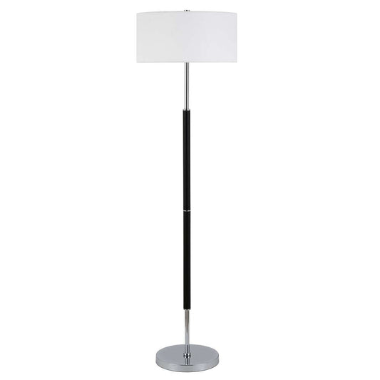 Hudson & Canal - Simone 2-Light Floor Lamp with Fabric Shade in Matte Black/Polished Nickel/White - FL0158 veiw 1