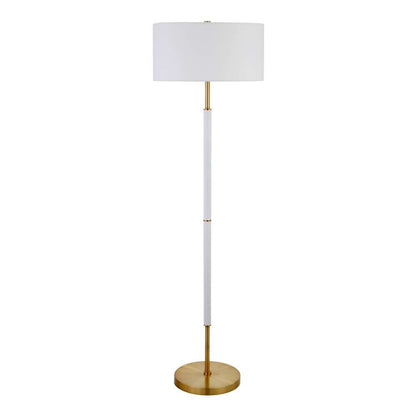 Hudson & Canal - Simone 2-Light Floor Lamp with Fabric Shade in Matte White/Brass/White - FL0528 veiw 1