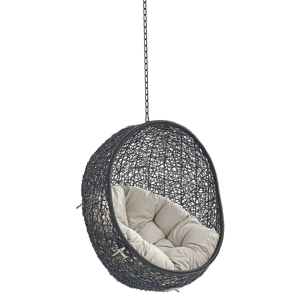 Modway - Encase Swing Outdoor Patio Lounge Chair Without Stand - EEI-3636-BLK-BEI veiw 1