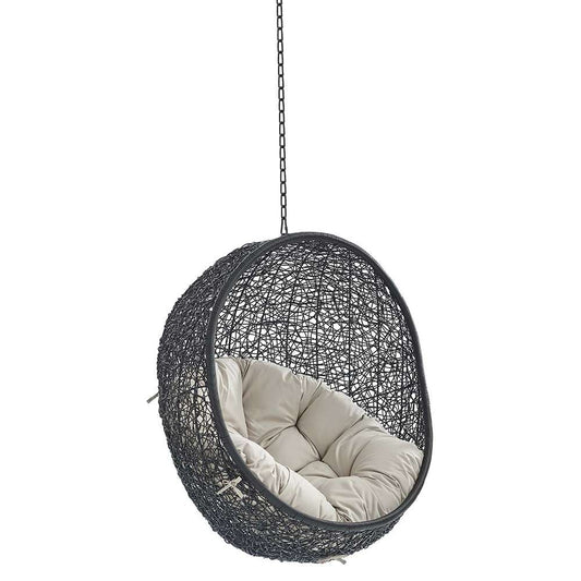 Modway - Encase Swing Outdoor Patio Lounge Chair Without Stand - EEI-3636-BLK-BEI veiw 1