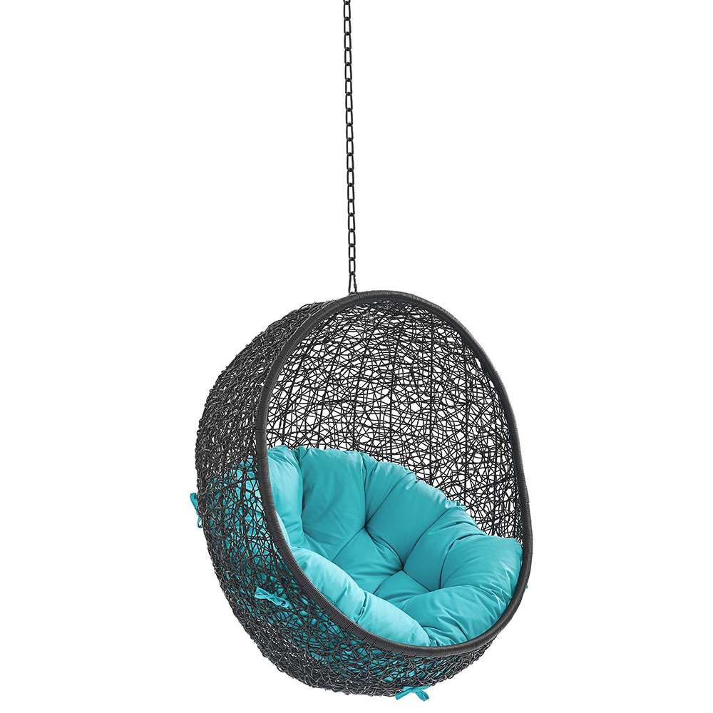 Modway - Encase Swing Outdoor Patio Lounge Chair Without Stand - EEI-3636-BLK-TRQ veiw 1