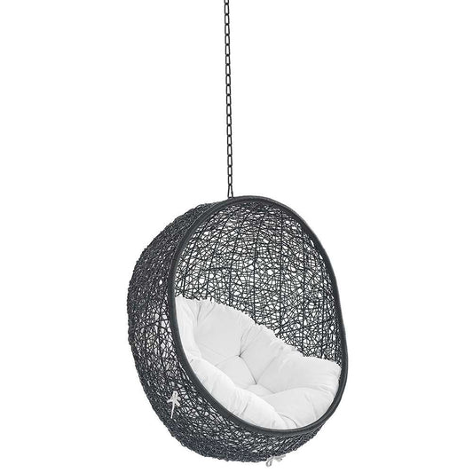 Modway - Encase Swing Outdoor Patio Lounge Chair Without Stand - EEI-3636-BLK-WHI veiw 1