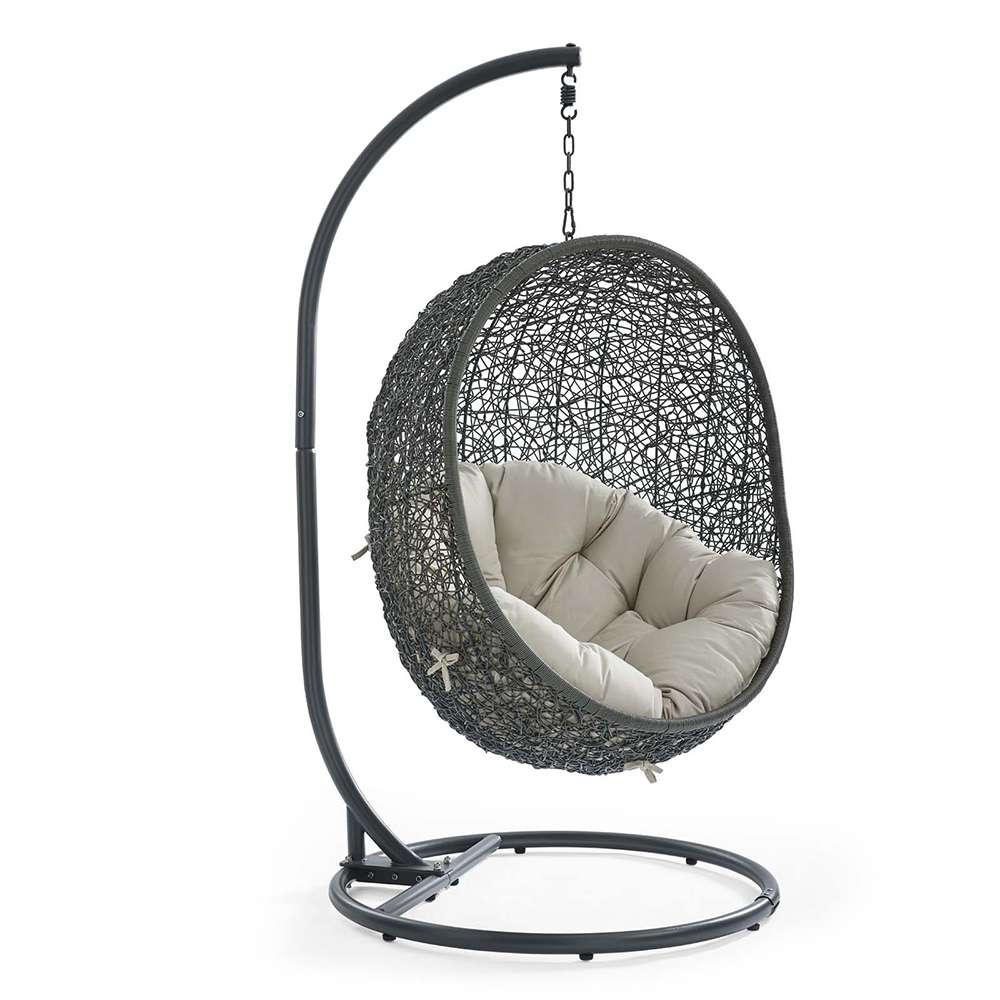 Modway - Hide Outdoor Patio Swing Chair With Stand - EEI-2273-GRY-BEI veiw 1