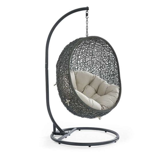 Modway - Hide Outdoor Patio Swing Chair With Stand - EEI-2273-GRY-BEI veiw 1