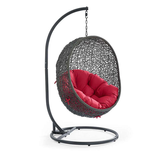 Modway - Hide Outdoor Patio Swing Chair With Stand - EEI-2273-GRY-RED veiw 1