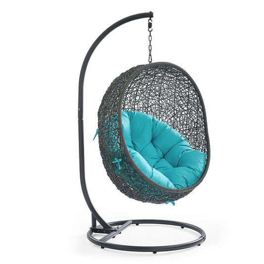 Modway - Hide Outdoor Patio Swing Chair With Stand - EEI-2273-GRY-TRQ veiw 1