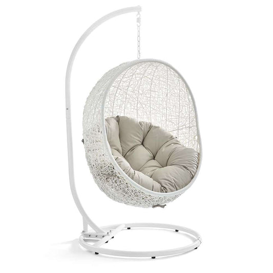 Modway - Hide Outdoor Patio Swing Chair With Stand - EEI-2273-WHI-BEI veiw 1