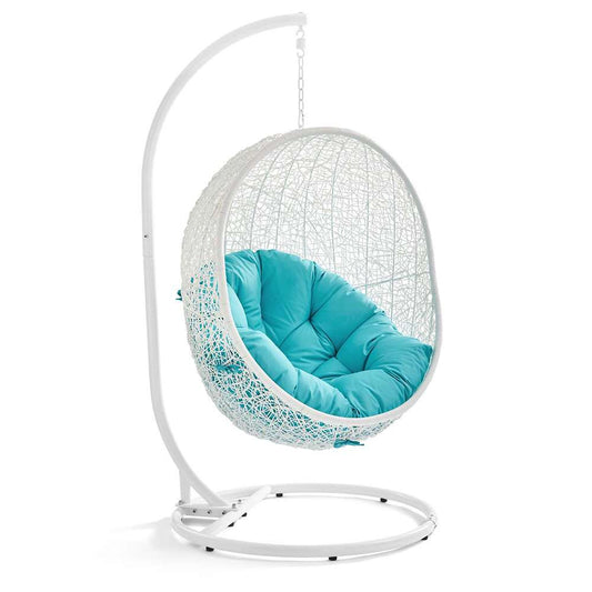 Modway - Hide Outdoor Patio Swing Chair With Stand - EEI-2273-WHI-TRQ veiw 1