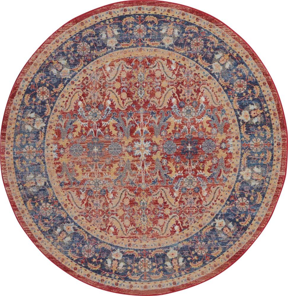 Nourison - Ankara Global ANR02 Red and Blue Multicolor 6 x Round Persian Area Rug - ANR02-99446456489_CLOSEOUT veiw 1