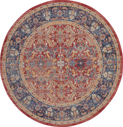 Nourison - Ankara Global ANR02 Red and Blue Multicolor 6 x Round Persian Area Rug - ANR02-99446456489_CLOSEOUT veiw 1