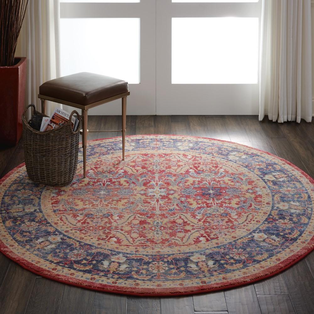 Nourison - Ankara Global ANR02 Red and Blue Multicolor 6 x Round Persian Area Rug - ANR02-99446456489_CLOSEOUT veiw 2
