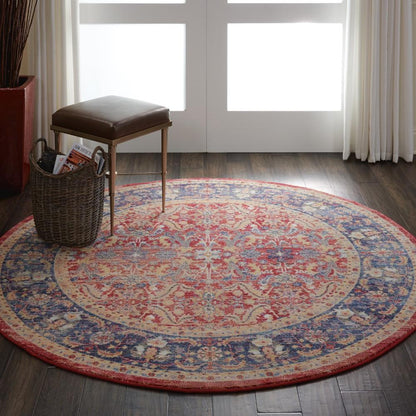 Nourison - Ankara Global ANR02 Red and Blue Multicolor 6 x Round Persian Area Rug - ANR02-99446456489_CLOSEOUT veiw 2