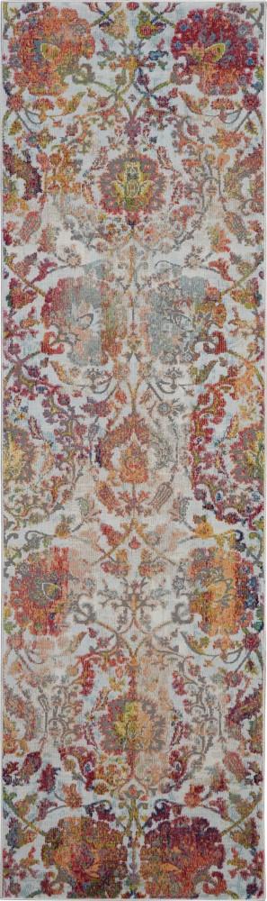 Nourison - Ankara Global ANR06 White and Orange 24in x 8 Low-pile Hallway Rug - ANR06-99446457196_CLOSEOUT veiw 1
