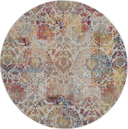 Nourison - Ankara Global ANR06 White and Orange 4 x Round French Country Area Rug - ANR06-99446457202_CLOSEOUT veiw 1