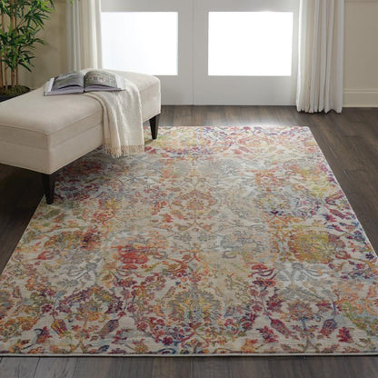 Nourison - Ankara Global ANR06 White and Orange 53in x 76in French Country Area Rug - ANR06-99446457226_CLOSEOUT veiw 2