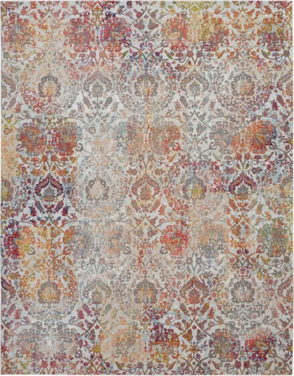 Nourison - Ankara Global ANR06 White and Orange 710in x 910in Large Low-pile Rug - ANR06-99446457271_CLOSEOUT veiw 1