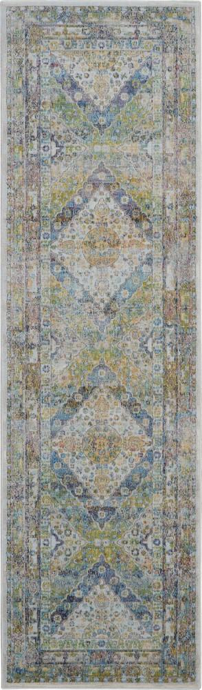 Nourison - Ankara Global ANR07 Blue and Green 2 x 6 Low-pile Hallway Rug - ANR07-99446457295_CLOSEOUT veiw 1