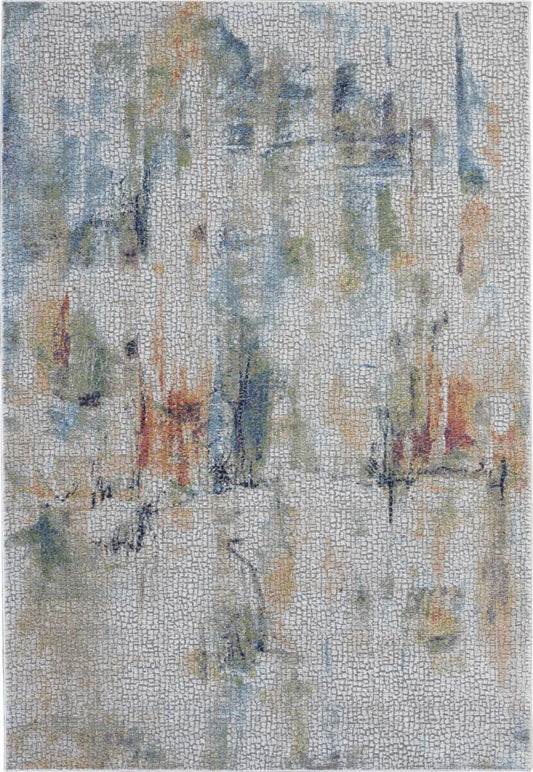 Nourison - Ankara Global ANR09 White Multicolor 4x6 Abstract Area Rug - ANR09-99446474872_CLOSEOUT veiw 1