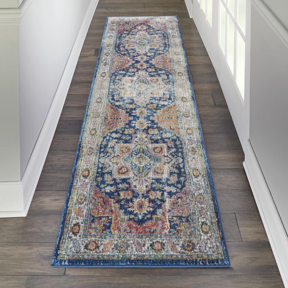 Nourison - Ankara Global ANR11 Blue and Red Multicolor 24in x 8 Textured Hallway Rug - ANR11-99446498045_CLOSEOUT veiw 2