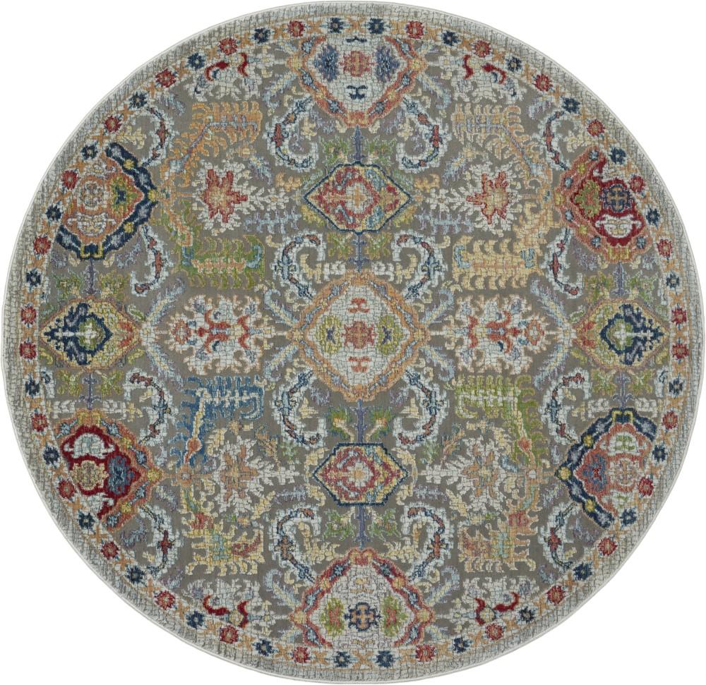 Nourison - Ankara Global ANR12 Bone Multicolor 6 x Round Persian Area Rug - ANR12-99446498229_CLOSEOUT veiw 1