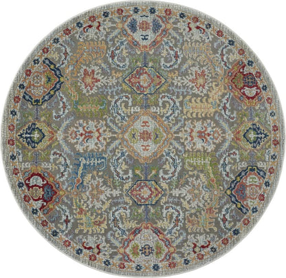 Nourison - Ankara Global ANR12 Bone Multicolor 6 x Round Persian Area Rug - ANR12-99446498229_CLOSEOUT veiw 1