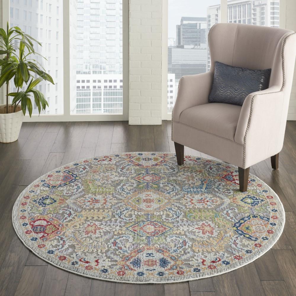 Nourison - Ankara Global ANR12 Bone Multicolor 6 x Round Persian Area Rug - ANR12-99446498229_CLOSEOUT veiw 2
