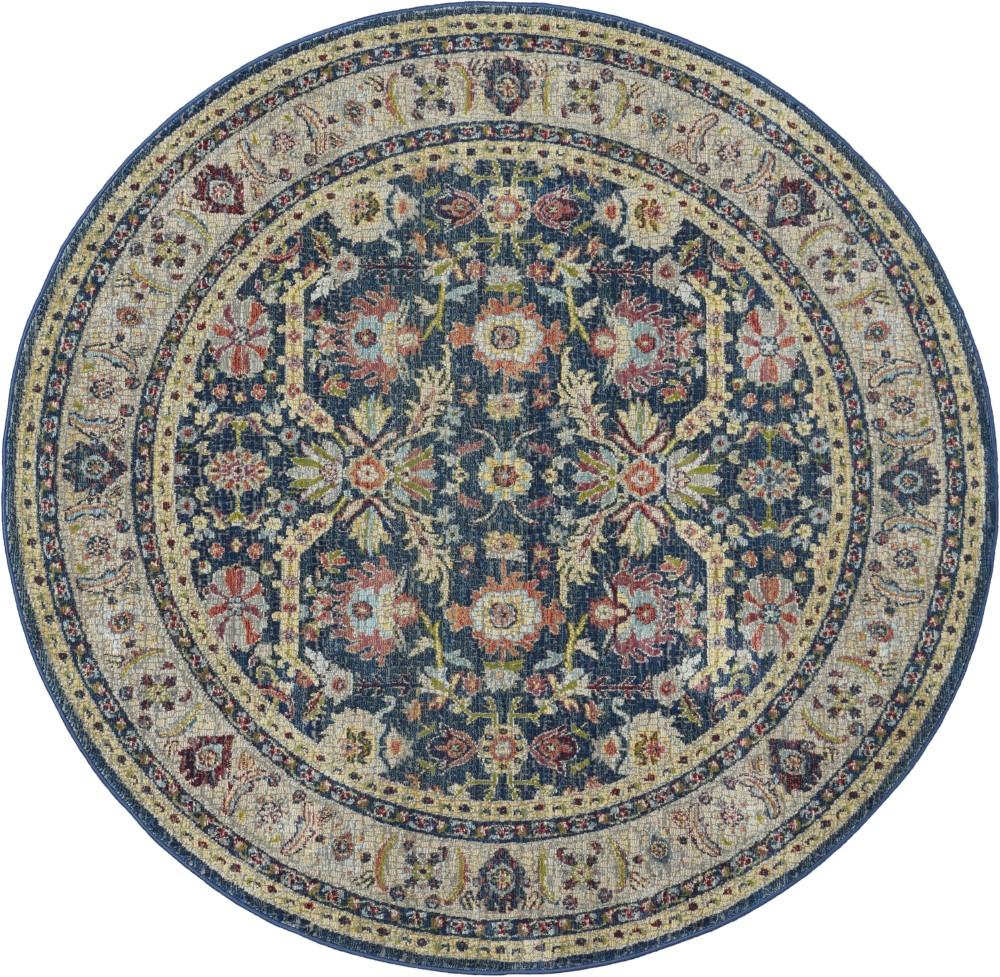 Nourison - Ankara Global ANR13 Navy Blue Multicolor 6 x Round Persian Area Rug - ANR13-99446498335_CLOSEOUT veiw 1