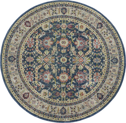 Nourison - Ankara Global ANR13 Navy Blue Multicolor 6 x Round Persian Area Rug - ANR13-99446498335_CLOSEOUT veiw 1