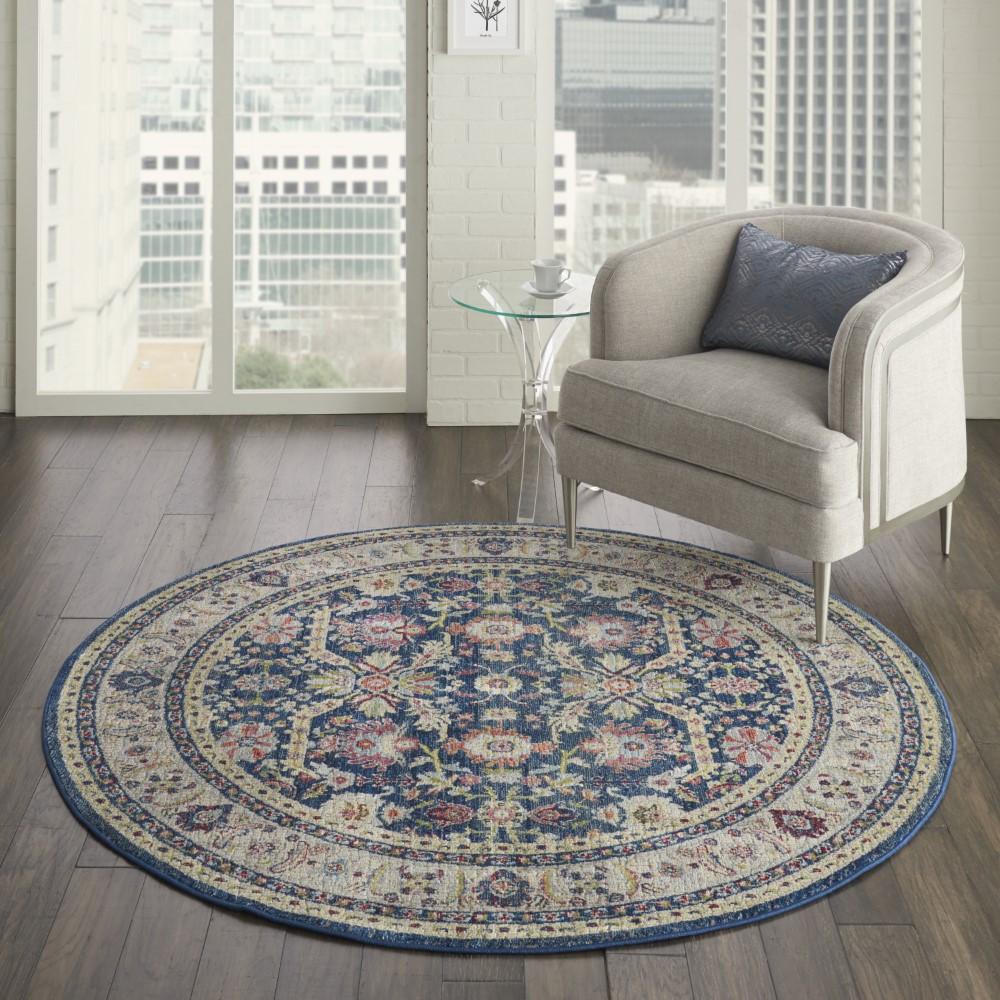 Nourison - Ankara Global ANR13 Navy Blue Multicolor 6 x Round Persian Area Rug - ANR13-99446498335_CLOSEOUT veiw 2