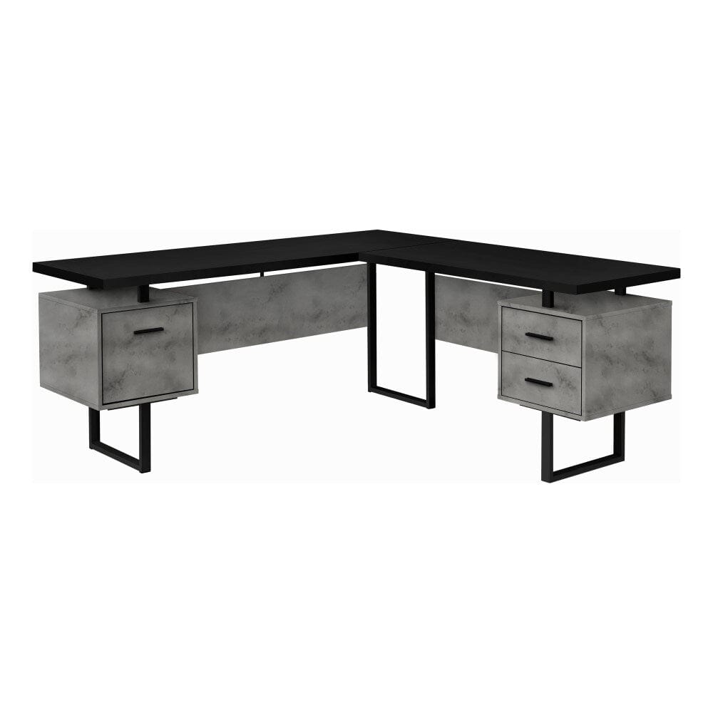 Monarch Specialties - Computer Desk, Home Office, Corner, Left, Right Set-Up, Storage Drawers, 70inL, L Shape, Work, Laptop, Metal, Laminate, Grey, Black, Contemporary, Modern - I-7617 veiw 1