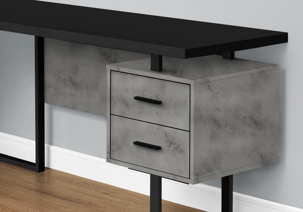 Monarch Specialties - Computer Desk, Home Office, Corner, Left, Right Set-Up, Storage Drawers, 70inL, L Shape, Work, Laptop, Metal, Laminate, Grey, Black, Contemporary, Modern - I-7617 veiw 2