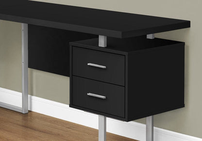 Monarch Specialties - Computer Desk, Home Office, Corner, Left, Right Set-Up, Storage Drawers, 70inL, L Shape, Work, Laptop, Metal, Laminate, Black, Grey, Contemporary, Modern - I-7619 veiw 2