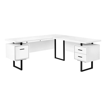 Monarch Specialties - Computer Desk, Home Office, Corner, Left, Right Set-Up, Storage Drawers, 70inL, L Shape, Work, Laptop, Metal, Laminate, White, Black, Contemporary, Modern - I-7616 veiw 1