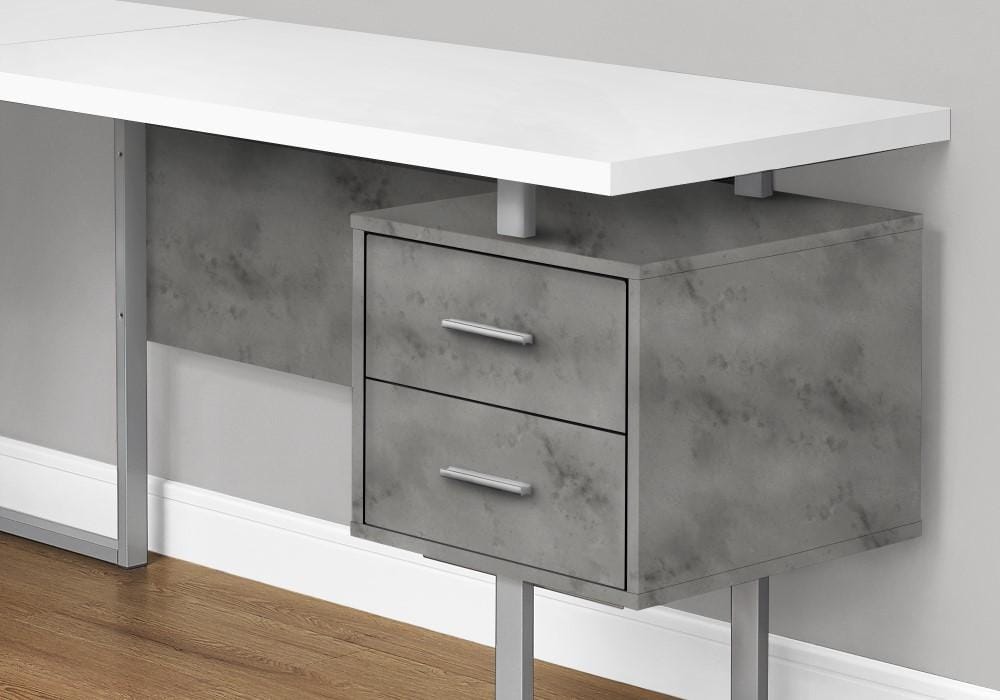 Monarch Specialties - Computer Desk, Home Office, Corner, Left, Right Set-Up, Storage Drawers, 70inL, L Shape, Work, Laptop, Metal, Laminate, Grey, White, Contemporary, Modern - I-7618 veiw 2