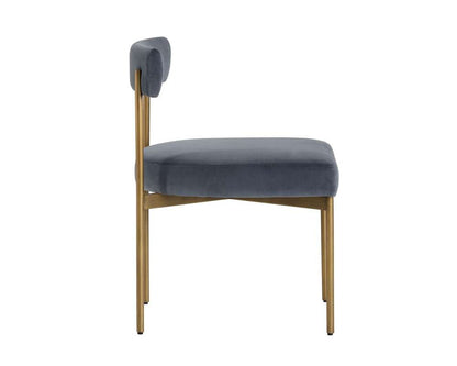 Sunpan - Seneca Dining Chair - Antique Brass - Velvet Slate (Set Of 2) - 103365 veiw 2